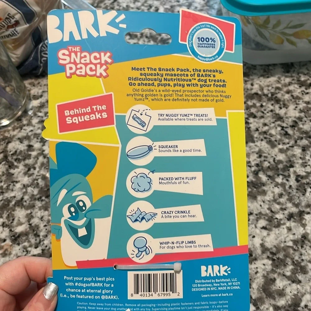 BARK Dog Toy - The Snack Pack Mascot Old Goldie for All Dog Sizes